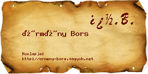 Örmény Bors névjegykártya